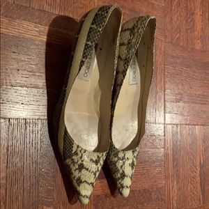 Jimmy Choo snakeskin kitten heel pumps